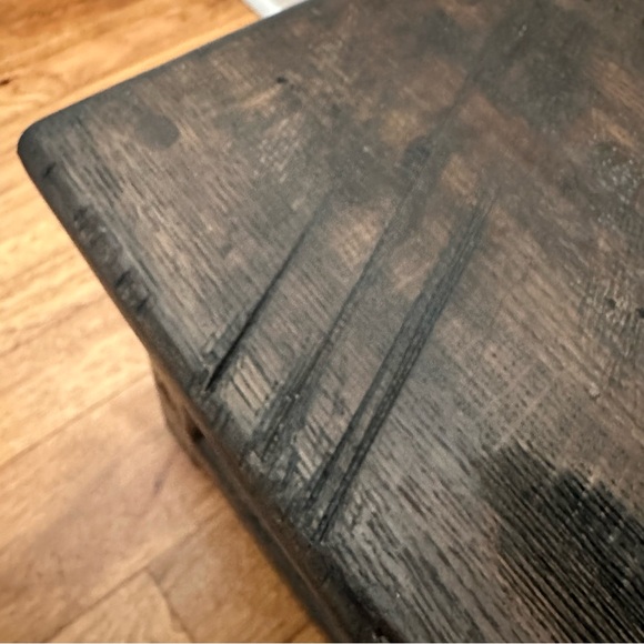 Vintage Primitive Small Stool Wooden Dark stain Rustic Earthy Decor Plant Stand - Picture 2 of 16